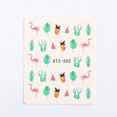 1 φύλλο Αυτοκόλλητα νυχιών με λουλούδια/φλαμίνγκο/φτερά Αυτοκόλλητα μεταφοράς νερού Αυτοκόλλητα για τατουάζ Διακόσμηση μανικιούρ LASTZ501-512