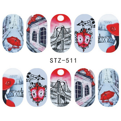 1 φύλλο Αυτοκόλλητα νυχιών με λουλούδια/φλαμίνγκο/φτερά Αυτοκόλλητα μεταφοράς νερού Αυτοκόλλητα για τατουάζ Διακόσμηση μανικιούρ LASTZ501-512