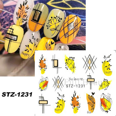 1 φύλλο Αυτοκόλλητα νυχιών με λουλούδια/φλαμίνγκο/φτερά Αυτοκόλλητα μεταφοράς νερού Αυτοκόλλητα για τατουάζ Διακόσμηση μανικιούρ LASTZ501-512