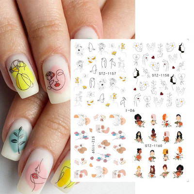 1 φύλλο Αυτοκόλλητα νυχιών με λουλούδια/φλαμίνγκο/φτερά Αυτοκόλλητα μεταφοράς νερού Αυτοκόλλητα για τατουάζ Διακόσμηση μανικιούρ LASTZ501-512