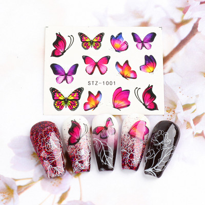 1 φύλλο Αυτοκόλλητα νυχιών με λουλούδια/φλαμίνγκο/φτερά Αυτοκόλλητα μεταφοράς νερού Αυτοκόλλητα για τατουάζ Διακόσμηση μανικιούρ LASTZ501-512