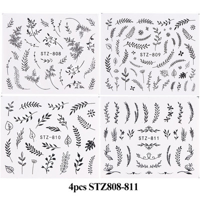 1 φύλλο Αυτοκόλλητα νυχιών με λουλούδια/φλαμίνγκο/φτερά Αυτοκόλλητα μεταφοράς νερού Αυτοκόλλητα για τατουάζ Διακόσμηση μανικιούρ LASTZ501-512