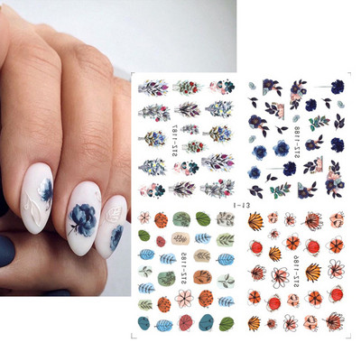 1 φύλλο Αυτοκόλλητα νυχιών με λουλούδια/φλαμίνγκο/φτερά Αυτοκόλλητα μεταφοράς νερού Αυτοκόλλητα για τατουάζ Διακόσμηση μανικιούρ LASTZ501-512