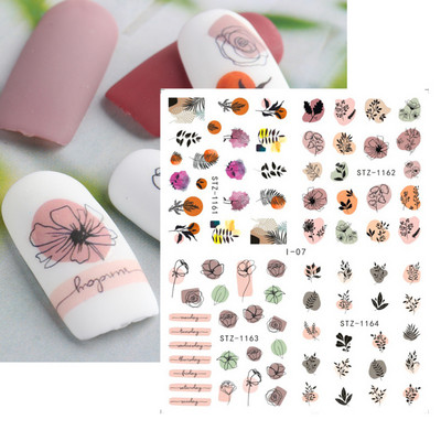 1 φύλλο Αυτοκόλλητα νυχιών με λουλούδια/φλαμίνγκο/φτερά Αυτοκόλλητα μεταφοράς νερού Αυτοκόλλητα για τατουάζ Διακόσμηση μανικιούρ LASTZ501-512