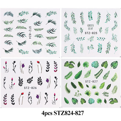 1 φύλλο Αυτοκόλλητα νυχιών με λουλούδια/φλαμίνγκο/φτερά Αυτοκόλλητα μεταφοράς νερού Αυτοκόλλητα για τατουάζ Διακόσμηση μανικιούρ LASTZ501-512