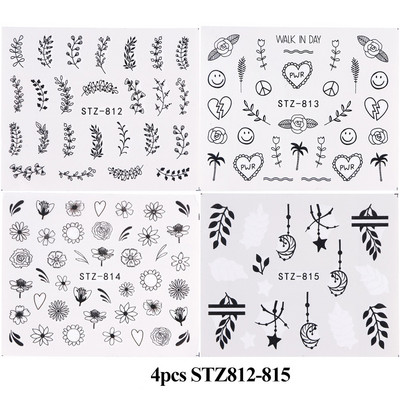 1 φύλλο Αυτοκόλλητα νυχιών με λουλούδια/φλαμίνγκο/φτερά Αυτοκόλλητα μεταφοράς νερού Αυτοκόλλητα για τατουάζ Διακόσμηση μανικιούρ LASTZ501-512