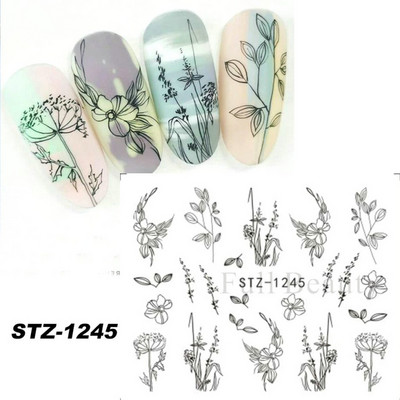 1 φύλλο Αυτοκόλλητα νυχιών με λουλούδια/φλαμίνγκο/φτερά Αυτοκόλλητα μεταφοράς νερού Αυτοκόλλητα για τατουάζ Διακόσμηση μανικιούρ LASTZ501-512