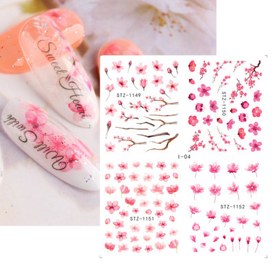 1 φύλλο Αυτοκόλλητα νυχιών με λουλούδια/φλαμίνγκο/φτερά Αυτοκόλλητα μεταφοράς νερού Αυτοκόλλητα για τατουάζ Διακόσμηση μανικιούρ LASTZ501-512