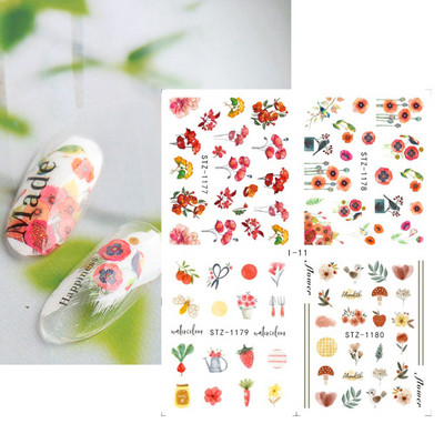 1 φύλλο Αυτοκόλλητα νυχιών με λουλούδια/φλαμίνγκο/φτερά Αυτοκόλλητα μεταφοράς νερού Αυτοκόλλητα για τατουάζ Διακόσμηση μανικιούρ LASTZ501-512