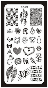 1Pc-Geometry Πλάκες σφράγισης νυχιών Flower Stripe Design Templates Stamp Templates Nails Accessories Face Image Tools All for Manicure