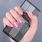 1Pc-Geometry Πλάκες σφράγισης νυχιών Flower Stripe Design Templates Stamp Templates Nails Accessories Face Image Tools All for Manicure