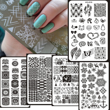 1Pc-Geometry Πλάκες σφράγισης νυχιών Flower Stripe Design Templates Stamp Templates Nails Accessories Face Image Tools All for Manicure