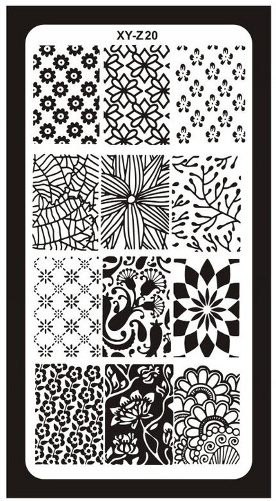 1Pc-Geometry Πλάκες σφράγισης νυχιών Flower Stripe Design Templates Stamp Templates Nails Accessories Face Image Tools All for Manicure