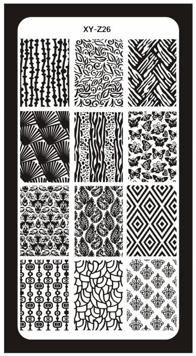 1Pc-Geometry Πλάκες σφράγισης νυχιών Flower Stripe Design Templates Stamp Templates Nails Accessories Face Image Tools All for Manicure