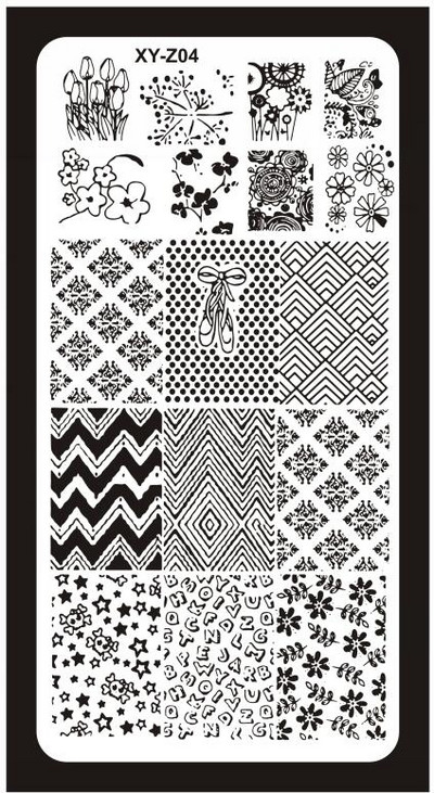 1Pc-Geometry Πλάκες σφράγισης νυχιών Flower Stripe Design Templates Stamp Templates Nails Accessories Face Image Tools All for Manicure