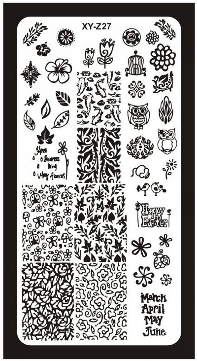 1Pc-Geometry Πλάκες σφράγισης νυχιών Flower Stripe Design Templates Stamp Templates Nails Accessories Face Image Tools All for Manicure