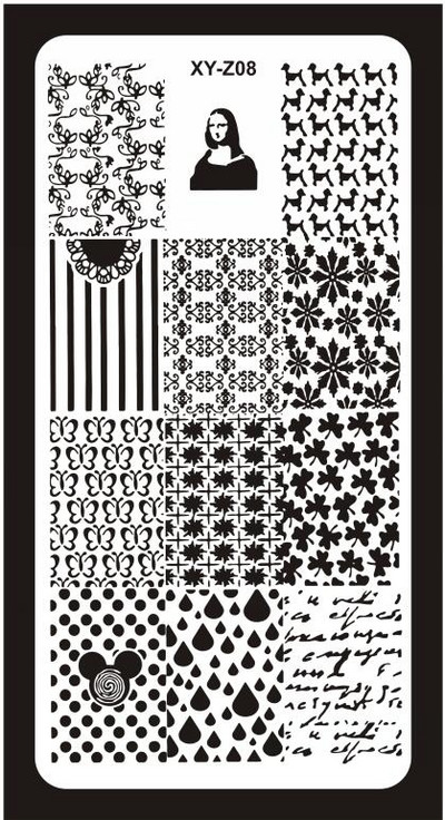 1Pc-Geometry Πλάκες σφράγισης νυχιών Flower Stripe Design Templates Stamp Templates Nails Accessories Face Image Tools All for Manicure