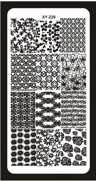 1Pc-Geometry Πλάκες σφράγισης νυχιών Flower Stripe Design Templates Stamp Templates Nails Accessories Face Image Tools All for Manicure