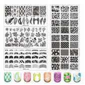 Abstract Line Face Stamping Nail Plate Flower Leaf Nail Art Plate Stamp Template Marble Ink Printing Image Plate Heart Dice