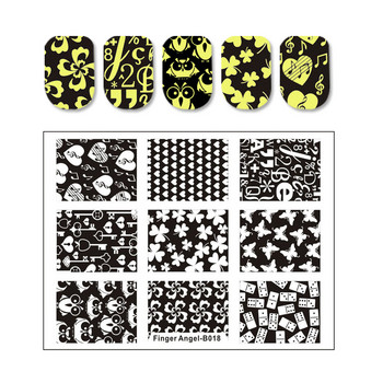 Abstract Line Face Stamping Nail Plate Flower Leaf Nail Art Plate Stamp Template Marble Ink Printing Image Plate Heart Dice