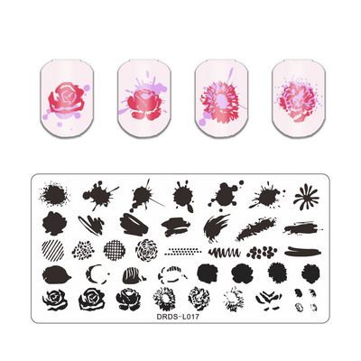 Abstract Line Face Stamping Nail Plate Flower Leaf Nail Art Plate Stamp Template Marble Ink Printing Image Plate Heart Dice