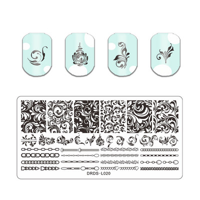 Abstract Line Face Stamping Nail Plate Flower Leaf Nail Art Plate Stamp Template Marble Ink Printing Image Plate Heart Dice