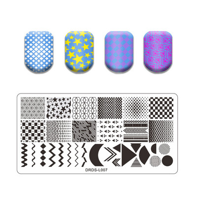 Abstract Line Face Stamping Nail Plate Flower Leaf Nail Art Plate Stamp Template Marble Ink Printing Image Plate Heart Dice