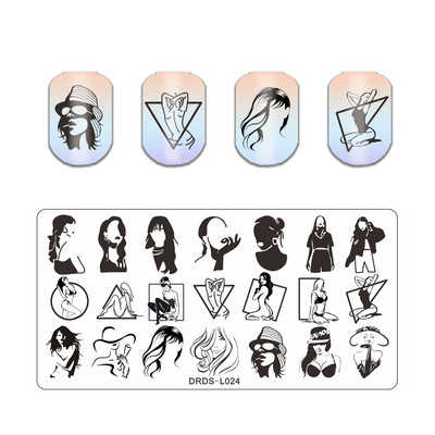 Abstract Line Face Stamping Nail Plate Flower Leaf Nail Art Plate Stamp Template Marble Ink Printing Image Plate Heart Dice