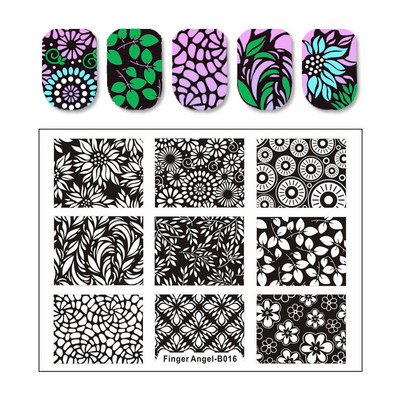 Abstract Line Face Stamping Nail Plate Flower Leaf Nail Art Plate Stamp Template Marble Ink Printing Image Plate Heart Dice