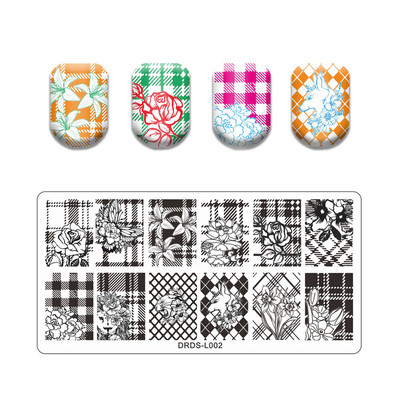 Abstract Line Face Stamping Nail Plate Flower Leaf Nail Art Plate Stamp Template Marble Ink Printing Image Plate Heart Dice