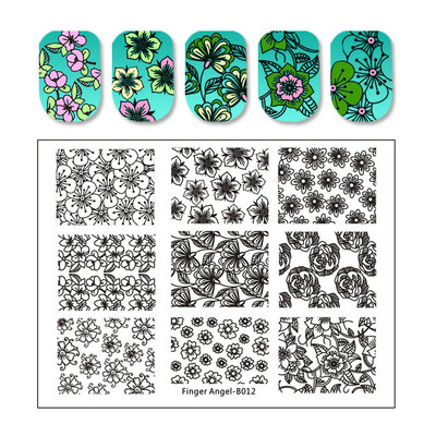Abstract Line Face Stamping Nail Plate Flower Leaf Nail Art Plate Stamp Template Marble Ink Printing Image Plate Heart Dice