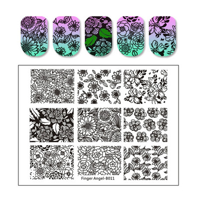 Abstract Line Face Stamping Nail Plate Flower Leaf Nail Art Plate Stamp Template Marble Ink Printing Image Plate Heart Dice