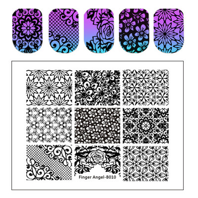 Abstract Line Face Stamping Nail Plate Flower Leaf Nail Art Plate Stamp Template Marble Ink Printing Image Plate Heart Dice