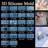 3D Carving Mold Silicone Nail Stamping με κουμπί αρώματος καλούπι κλειδιού κοσμήματος Μοτίβο UV Gel Nail art Αξεσουάρ Πρότυπο νυχιών 01-22