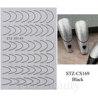 Francia tippek Körömmatricák 3D Arany Rózsa ívelt csíkos vonalak Tape Swirl Sliders Manikűr Ragasztó Gél Körömdísz matricák TRSTZ-CS169