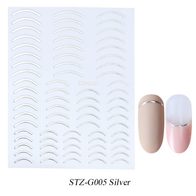 Francia tippek Körömmatricák 3D Arany Rózsa ívelt csíkos vonalak Tape Swirl Sliders Manikűr Ragasztó Gél Körömdísz matricák TRSTZ-CS169