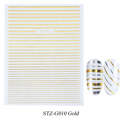 Francia tippek Körömmatricák 3D Arany Rózsa ívelt csíkos vonalak Tape Swirl Sliders Manikűr Ragasztó Gél Körömdísz matricák TRSTZ-CS169