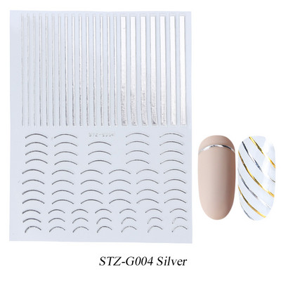 Francia tippek Körömmatricák 3D Arany Rózsa ívelt csíkos vonalak Tape Swirl Sliders Manikűr Ragasztó Gél Körömdísz matricák TRSTZ-CS169