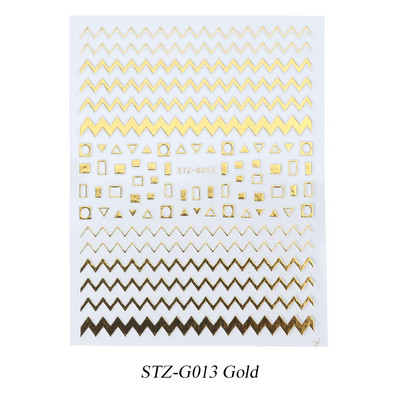 Francia tippek Körömmatricák 3D Arany Rózsa ívelt csíkos vonalak Tape Swirl Sliders Manikűr Ragasztó Gél Körömdísz matricák TRSTZ-CS169