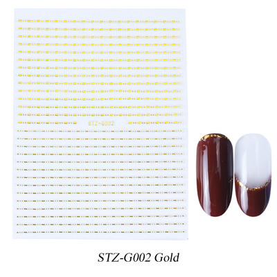 Francia tippek Körömmatricák 3D Arany Rózsa ívelt csíkos vonalak Tape Swirl Sliders Manikűr Ragasztó Gél Körömdísz matricák TRSTZ-CS169