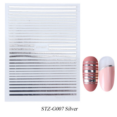 Francia tippek Körömmatricák 3D Arany Rózsa ívelt csíkos vonalak Tape Swirl Sliders Manikűr Ragasztó Gél Körömdísz matricák TRSTZ-CS169