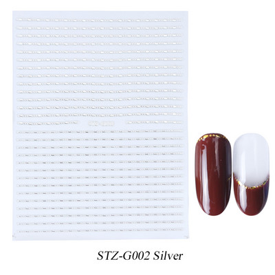 Francia tippek Körömmatricák 3D Arany Rózsa ívelt csíkos vonalak Tape Swirl Sliders Manikűr Ragasztó Gél Körömdísz matricák TRSTZ-CS169