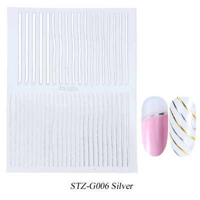 Francia tippek Körömmatricák 3D Arany Rózsa ívelt csíkos vonalak Tape Swirl Sliders Manikűr Ragasztó Gél Körömdísz matricák TRSTZ-CS169