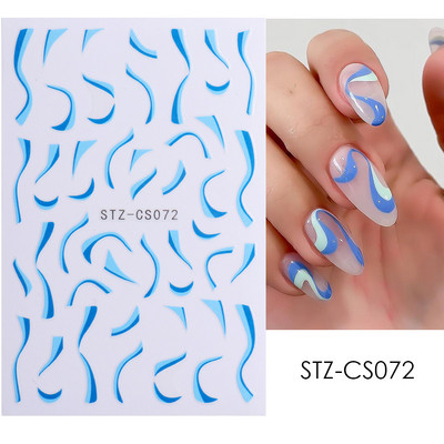 Francia tippek Körömmatricák 3D Arany Rózsa ívelt csíkos vonalak Tape Swirl Sliders Manikűr Ragasztó Gél Körömdísz matricák TRSTZ-CS169