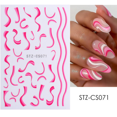 Francia tippek Körömmatricák 3D Arany Rózsa ívelt csíkos vonalak Tape Swirl Sliders Manikűr Ragasztó Gél Körömdísz matricák TRSTZ-CS169