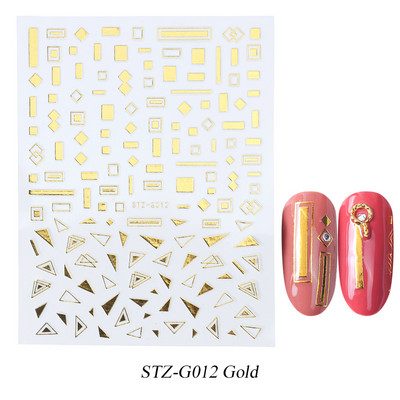 Francia tippek Körömmatricák 3D Arany Rózsa ívelt csíkos vonalak Tape Swirl Sliders Manikűr Ragasztó Gél Körömdísz matricák TRSTZ-CS169