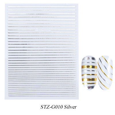 Francia tippek Körömmatricák 3D Arany Rózsa ívelt csíkos vonalak Tape Swirl Sliders Manikűr Ragasztó Gél Körömdísz matricák TRSTZ-CS169