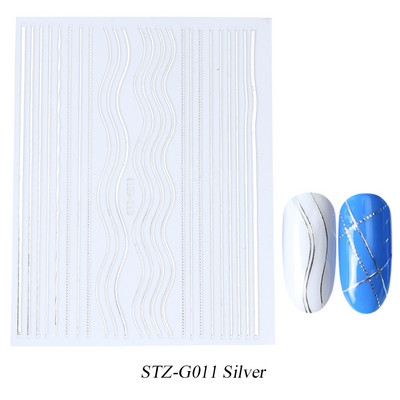 Francia tippek Körömmatricák 3D Arany Rózsa ívelt csíkos vonalak Tape Swirl Sliders Manikűr Ragasztó Gél Körömdísz matricák TRSTZ-CS169