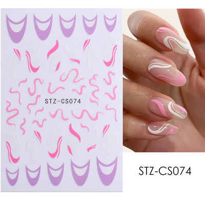 Francia tippek Körömmatricák 3D Arany Rózsa ívelt csíkos vonalak Tape Swirl Sliders Manikűr Ragasztó Gél Körömdísz matricák TRSTZ-CS169