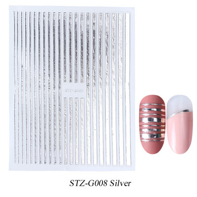 Francia tippek Körömmatricák 3D Arany Rózsa ívelt csíkos vonalak Tape Swirl Sliders Manikűr Ragasztó Gél Körömdísz matricák TRSTZ-CS169